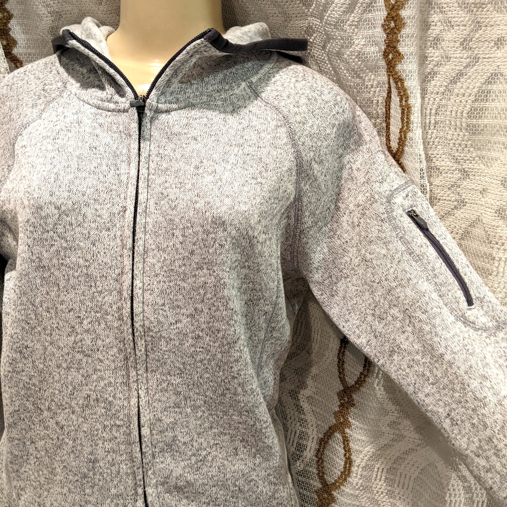 Long Lean Zip Up Workout Hoodie Jacket Warm Gray